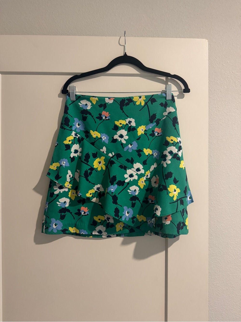 Banana Republic Green Floral Tiered Mini Skirt